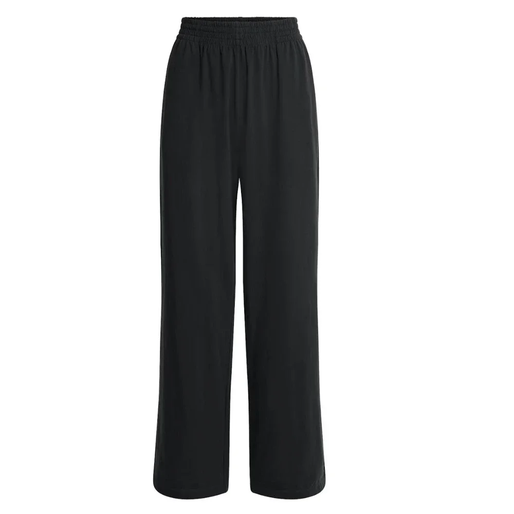 Skims Cotton Jersey Wide Leg Pant Soot Black WL-WLG-8232W Small‎